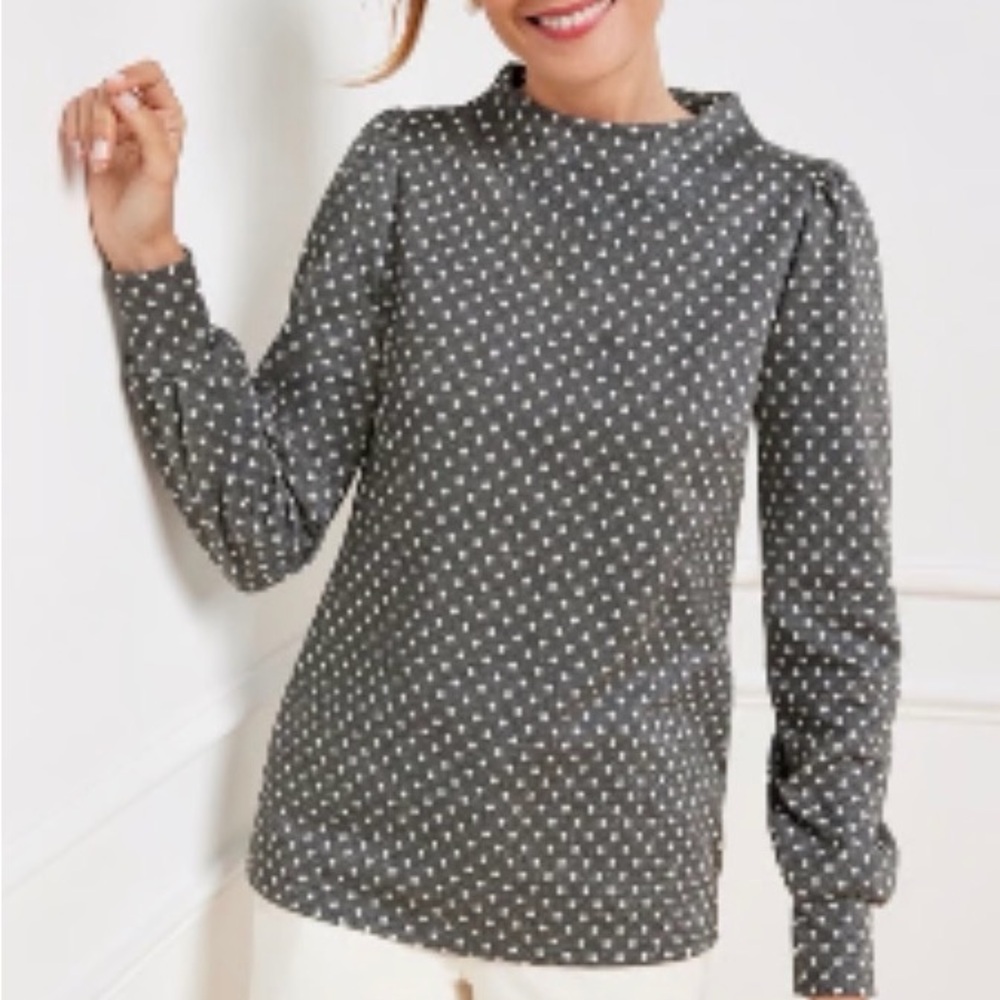 Talbots Metalic Charcoal and White Dot Sweater